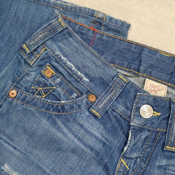 ♡ True Religion Super T Stitch Distressed Denim Jeans Made In USA 100% Cotton 26 - Picture 6 of 13